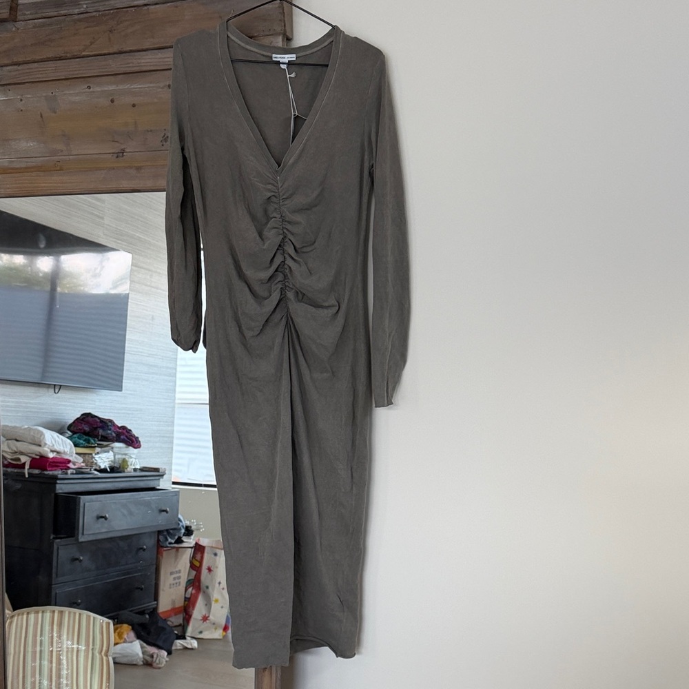NWT James Perse Long Sleeve ruched Dress